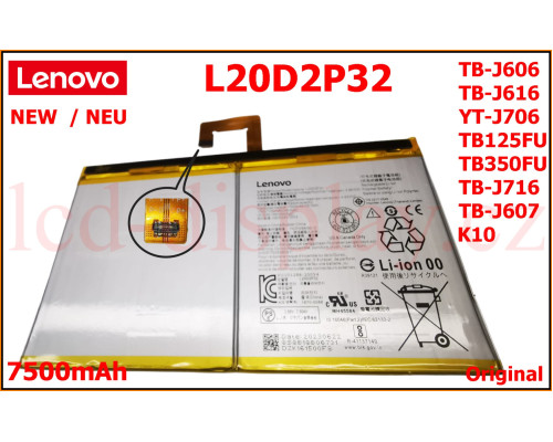 L20D2P32 TB125FU TB350FU YT-J706 Original Battery 11CP3/84/92-2 LENOVO 7500mAh (L20D2P32) by www.lcd-display.cz