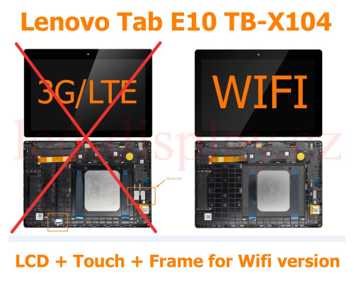 X104 WIFI Černý LCD Displej + Dotyk pro Lenovo Tab E10 TB-X104F X104F X104X X104L ZA47 ZA4C ZA4D ZA4F 5D68C12200 5D68C13872 5D68C14551 Assembly (X104) by www.lcd-display.cz